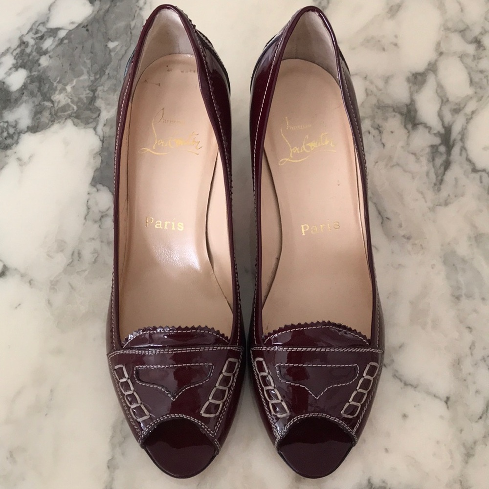 Christian Louboutin Peniche Peep Toe Red Pumps